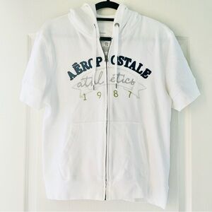 Aeropostale Y2K Heritage Full-Zip Short Sleeved Zip Up Hooded Sweater Hoodie